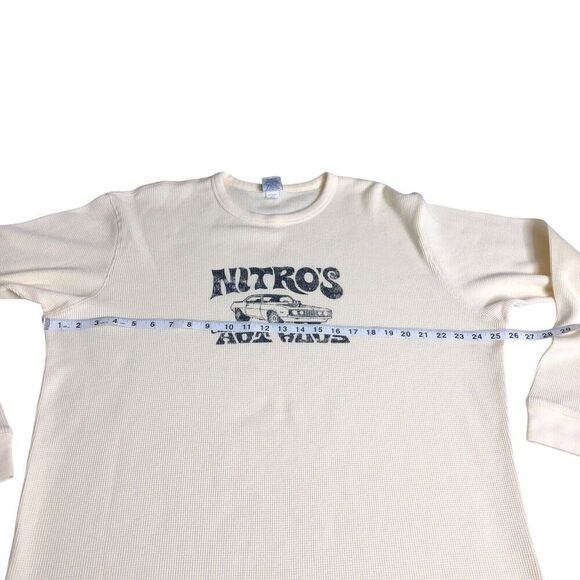 Vintage Old Navy Sweater Mens XL Nitro Hot Rods Thermal Waffle Knit Grunge Y2k - Picture 8 of 11